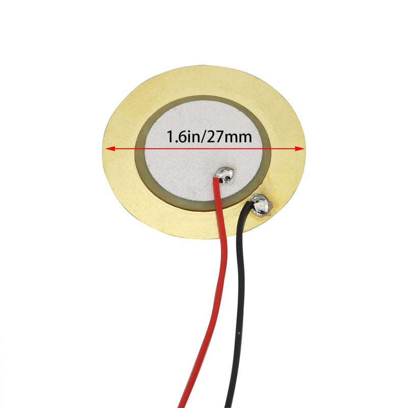 12PCS 27mm Piezo Disc Element Sensor with Wire, Piezoelectric Pickup Sensor, Contact Microphone Trigger, Transducer Prewired for Guitar Drum Trigger, Gold