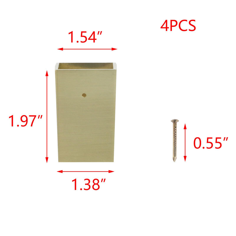 T Tulead 4PCS Table Feet Cover Caps Zinc Alloy Furniture Legs Covers Golden Cabinet Sofa Feet Caps Upper Inner Width: 35mm/1.37", Bottom Inner Width: 1.22" 39x50mm