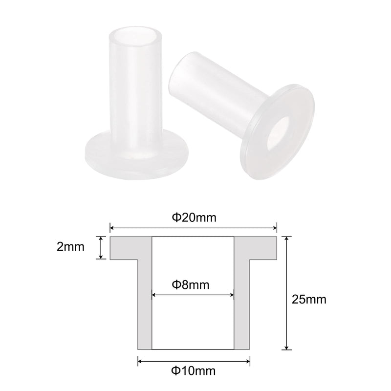 uxcell 10pcs Flanged Sleeve Bearings Plastic Bushings 8mm Bore x 10mm OD x 25mm Length Nylon Bushings, White 10