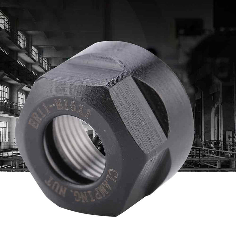 1Pcs Er11 Type Collet Clamping Nuts, Er11 Mutter M15 X 1 Nut Chuck Holder Clamping Bit (M15*1 ER11A) Black M15*1 ER11A