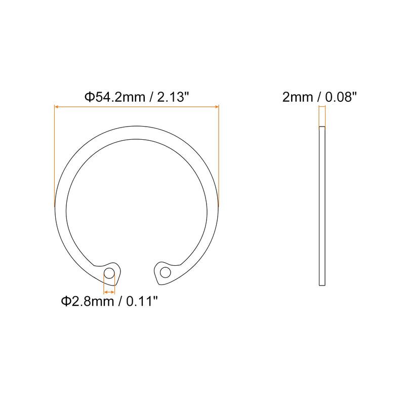 uxcell 20Pcs 50mm Internal Retaining Ring Circlip, 65 Mn Metal Internal Circlip Snap Rings C-Clips for Grooved Shafts Studs, Black 20