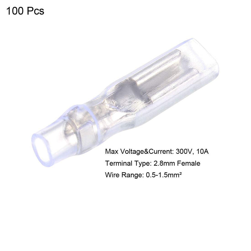 uxcell 100pcs 2.8mm Quick Splice Wire Terminals Female Spade Crimp Connector with Insulated Sleeve