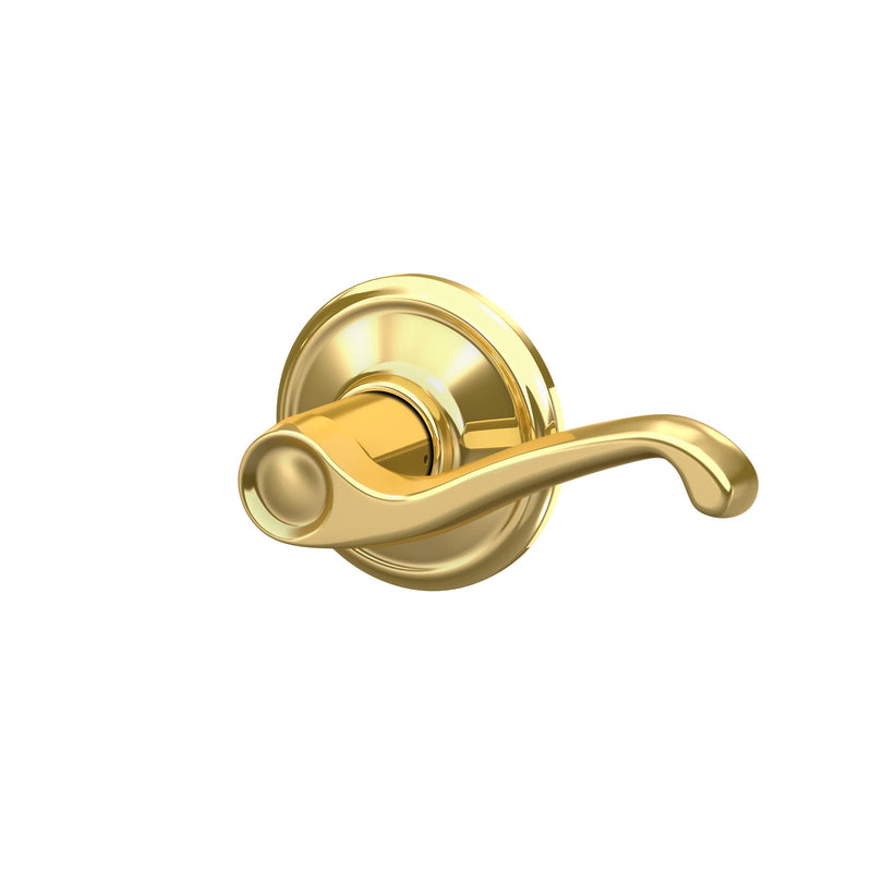 Schlage F10 FLA 605 Flair Door Lever, Hall & Closet Passage Lock, Bright Brass Standard