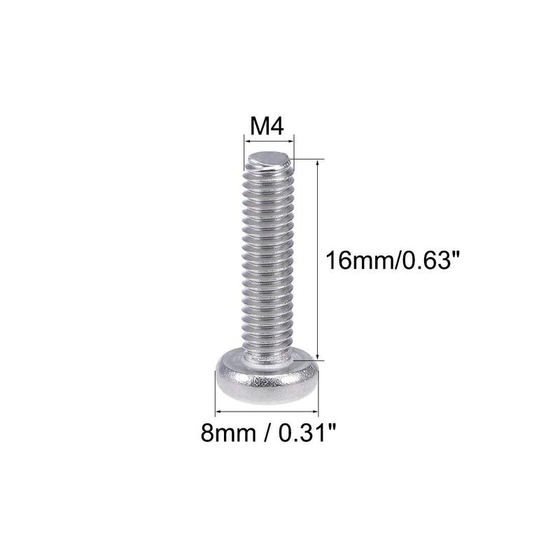 uxcell M4x16mm Machine Screws Pan Phillips Cross Head Screw 304 Stainless Steel Fasteners Bolts 30Pcs