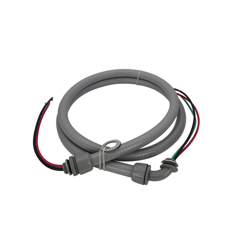 Electrical AC Whip Assembly -1/2" x 4ft Non-Metallic Liquid Tight Electrical Conduit and 10 Gauge Wire A/C Hook-up Whip Kit 1/2" x 4ft
