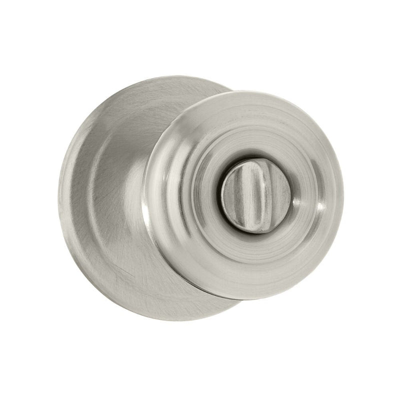 Kwikset Cameron Interior Privacy Door Knob with Lock, Door Handle For Bathroom and Bedroom, Satin Nickel Keyless Turn Lock Doorknob, with Microban Protection (Pack of 1)