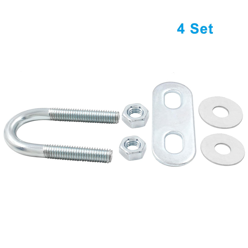 BokWin 4 Pcs Round U Bolts M6 Bend U Bolts in Zinc Plated Steel U Clamp with Nut, Plate, Washer(16mm Inner Width 46mm Length) M6*16mm*46mm