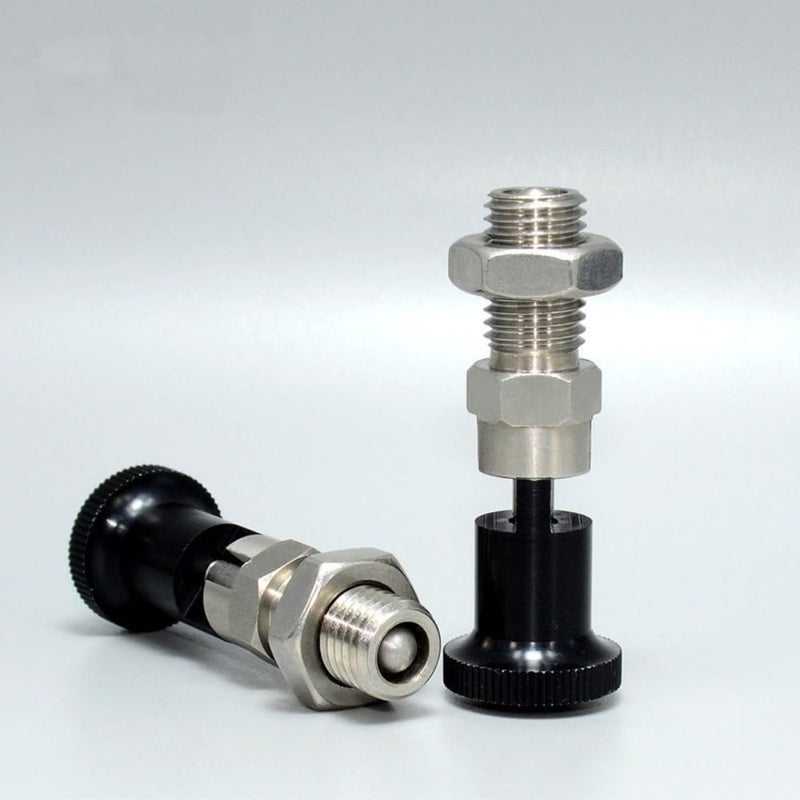 2PCS Stainless Steel Plunger Pin Tool Chest Toolbox Locking Plunger Hand Retractable Spring Plunger Self Locking Indexing Plunger Spring Loaded Plunger Knob Quick Release Pull Ring Pin Fine Teeth M16