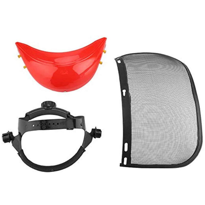 Mesh Safety Helmet, Full Face Safety Helmet Hat Shield Protect with Mesh Visor for Industrial Chainsaw Gardening Logging Brushcutter Forestry Shield Protection, Mesh Mower Helmet (Red)