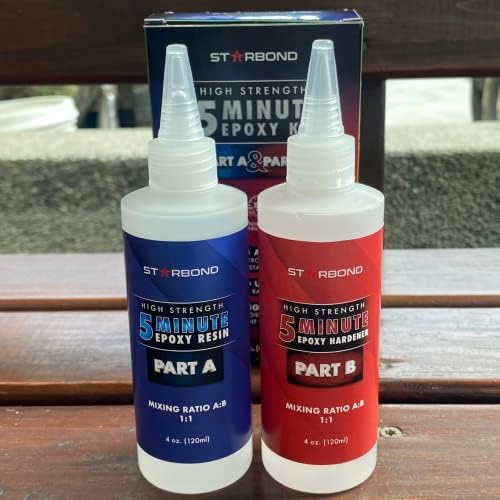 Starbond 5 Minute Epoxy Flexible-Toughened, UV-Protection Technology, Enhanced Durability Convenient Mixing Tools 2,600 lb Shear Strength, Quick Cure for Wood, Metal, Plumbing, Ceramic, 8 oz