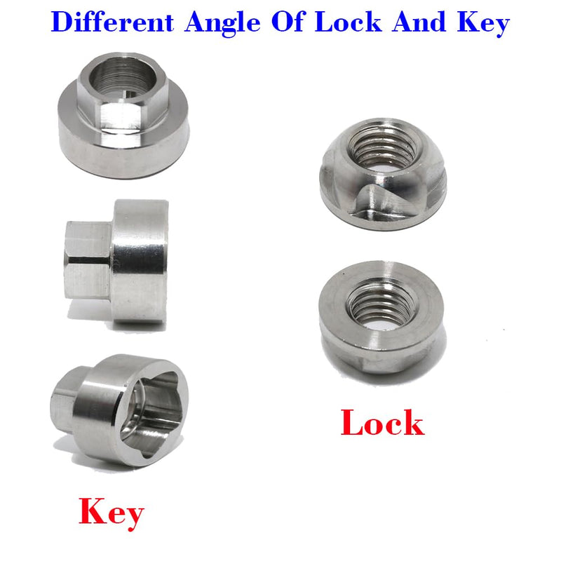 5/16-18 304 Stainless Steel Anti-Theft Locking Nuts 18TPI Security Hardware Kit for Mountain Bike Awning Car Accessories for Styling Light Bar Safety,(4 Lock+ 1 Key) 5/16-18