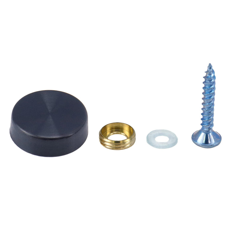 Mirror Screws Cap,8Pcs 16mm(5/8") Black Stainless Steel Mirror Nails Decorative Screw Caps Advertising Nails