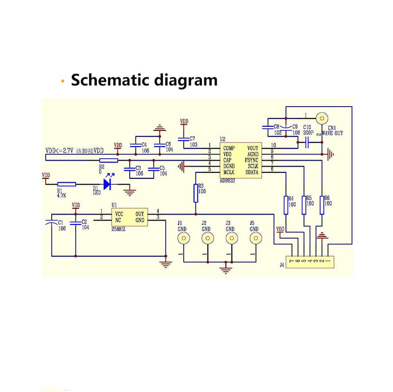 HiLetgo AD9833 Programmable Microprocessors Serial Interface Module GY-9833 Sine Square Wave DDS Signal Generator Module