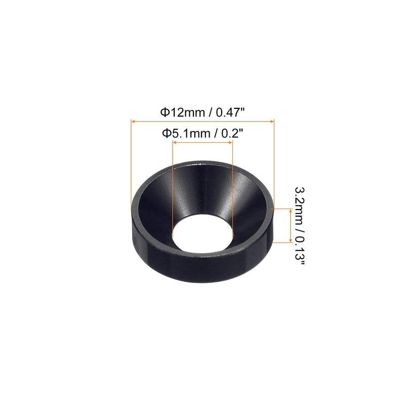 uxcell 50 Pcs M5 Finishing Countersunk Washers, Aluminum Alloy Screw Gaskets, Cup Head Washer Gasket for Mechanical Accessories Parts, Black