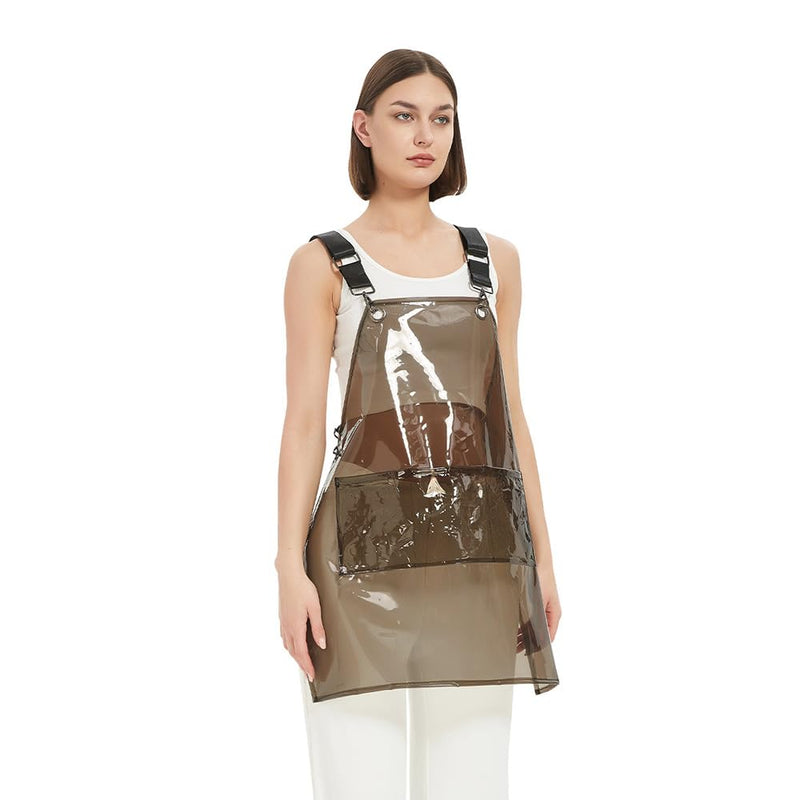 Cross-back Adjustable Apron With 3 Pockets Hair Salon Work Apron for Hair Stylist (22.8” W 25.5” L) Black+black Webbing