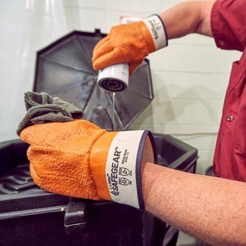 J. J. Keller & Associates, Inc. SAFEGEAR PVC Vinyl Work Gloves, 3 Pairs - EN388 Cut-Resistant Orange Textured Gloves Extra-Large