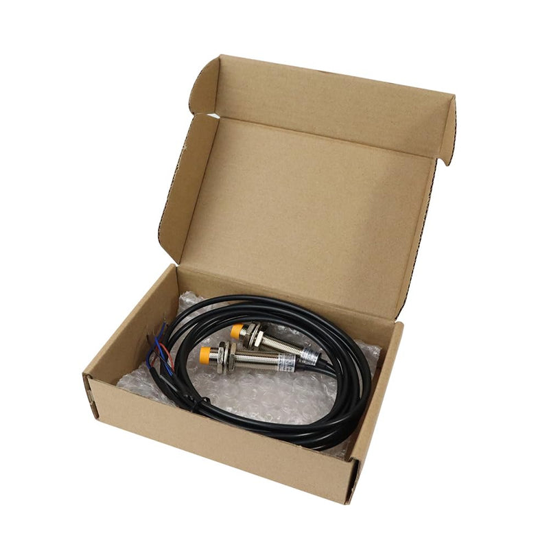 2Pcs M12 Inductive Proximity Sensor, NPN NO Proximity Switch, DC 6V-36V 4mm Normally Open Antivibration Proximity Sensor Reverse Power Protection,Directly Connecting with PLC 2 pcs
