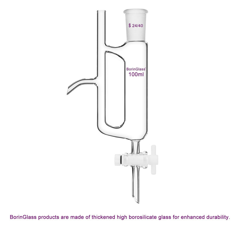 BorinGlass Water Oil Separator with 24/40 Joint, Borosilicate Glass Separation Funnel for Accurate Liquid Separation, 100 ml