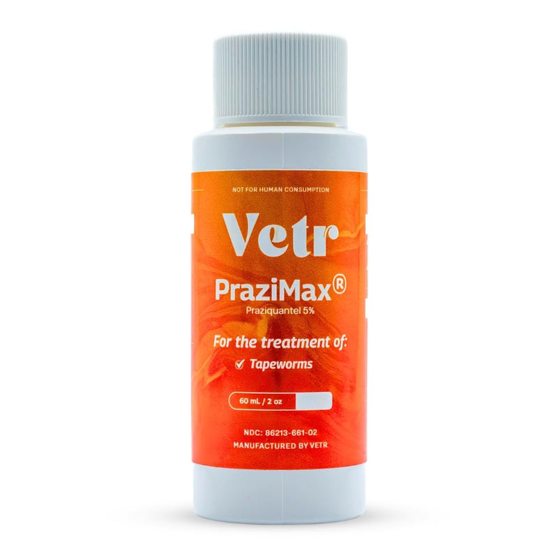 Liquid Intestinal Support for Dogs and Cats with Vetr PraziMax - Targets Tapeworms - 60mL Bottle with Dropper - Roasted Chicken Flavor