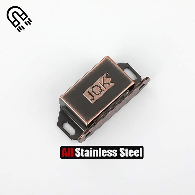 JQK Magnetic Cabinet Door Catch, Stainless Steel Closet Catches with Strong Magnetic, 1.2mm Thickness Furniture Latch 25 lbs Oil Rubbed Bronze (Pack of 4), CC101-ORB-P4