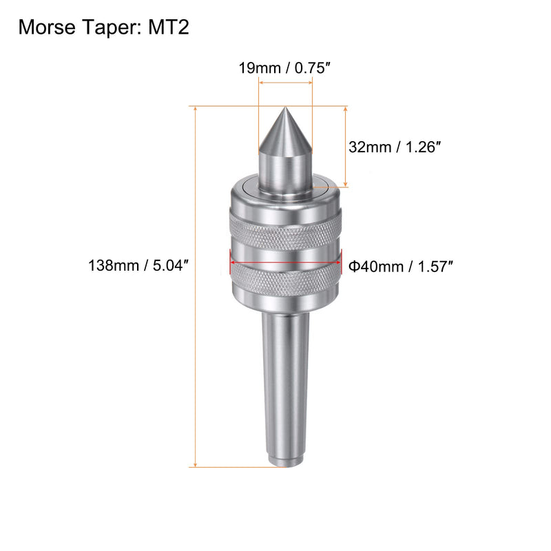 uxcell MT2 Live Center, Morse Taper Precision Medium Duty Rotary Knurling Live Center for CNC Lathe Metal High Speed Turning Revolving Milling