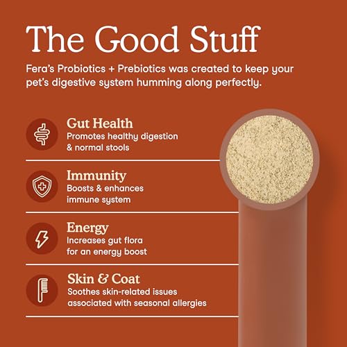 Fera Pets Gut + Immune Support Bundle - Probiotics Powder (60 School) & Mushroom Powder (120 Scoops) for Dogs & Cats
