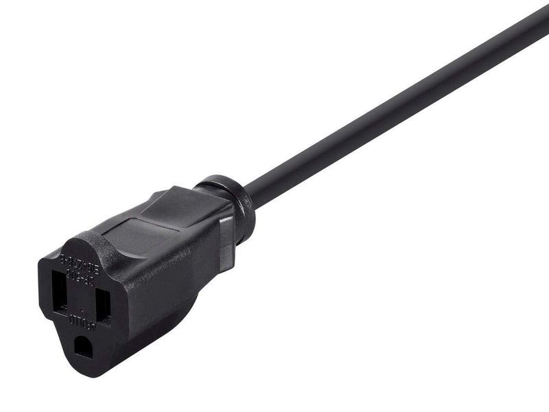 Monoprice Extension Cord - 3 Prong, NEMA 5-15P to NEMA 5-15R, 13 Amp, 1625 Watts, 16AWG, 3 Feet, Black 1 Pack Cable