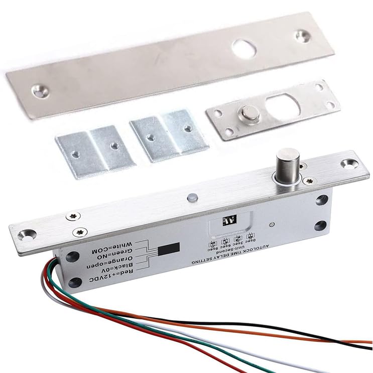 UHPPOTE Fail Secure DC12V Deadbolt Electric Drop Bolt Plug Narrow Door Lock Time Open Wire