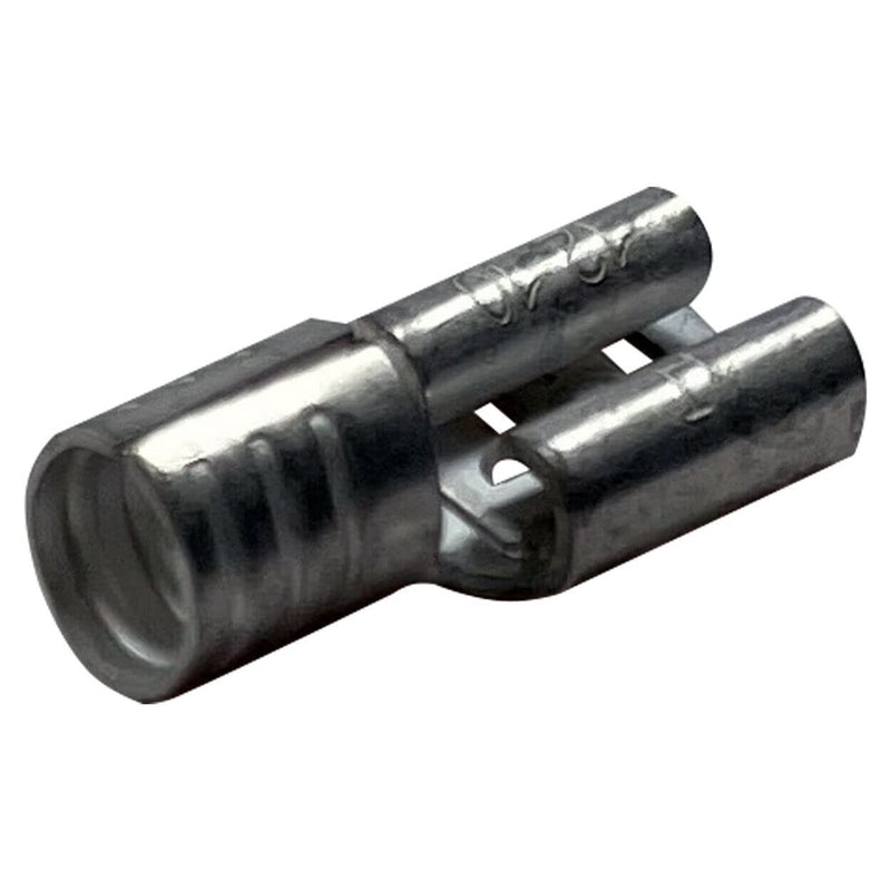 100 Pcs Non-Insulated 8 Gauge Female Quick Disconnect Connector - .250 1/4" Stud Wire Terminal - Pure Copper & V-Grooves Serrations for Strong Crimps & Corrosion Resistance - Made in USA 100 8 AWG Female 1/4" Tab