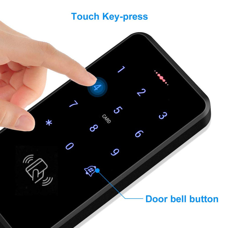 HFeng IP68 Waterproof Outdoor Door Access Control System Kit RFID Access Control Keypad Touch Panel + 180KG/350lbs Electric Magnetic Lock + Power Supply +10pcs Keyfobs