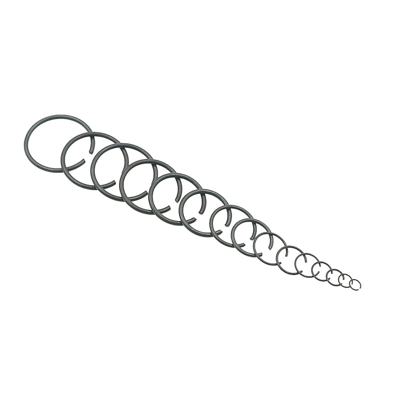 Metric 15-Sizes Round Wire C-Clips External Retaining Rings Assortment Kit;Round Wire Snap Rings for Shaft(Black 5mm-28mm)