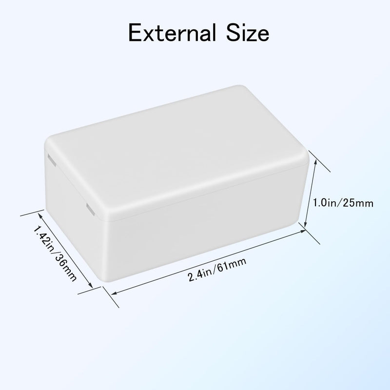 Project Box 8 Pieces Electrical Box Small Junction Box ABS Plastic Enclosure Power Electronic Case White 2.4" x 1.4" x 1"(61 x 36 x 25mm) 2.4" x 1.4" x 1.0"