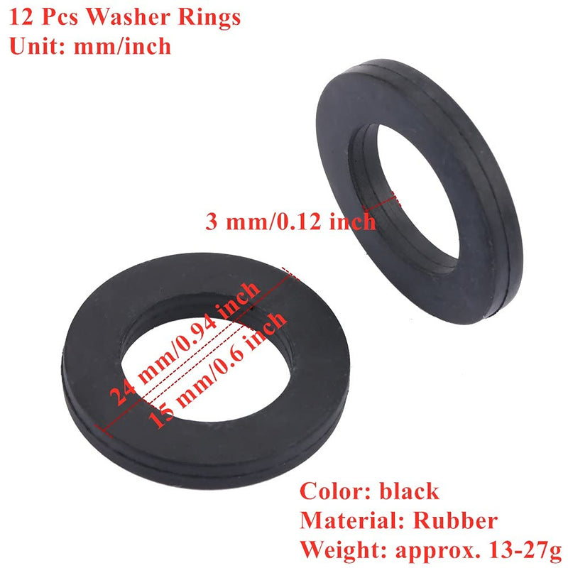 12pcs Washer Ring Shower Rubber O Ring Washer Seals Gasket Faucet Water Pipe Replacement (3/4") 3/4"
