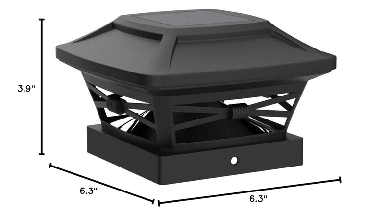 Davinci Lighting Renaissance Solar Outdoor Post Cap Lights - Includes Bases for 4x4 5x5 6x6 Posts - Bright LED Light - Slate Black (8 Pack) 8 Pack