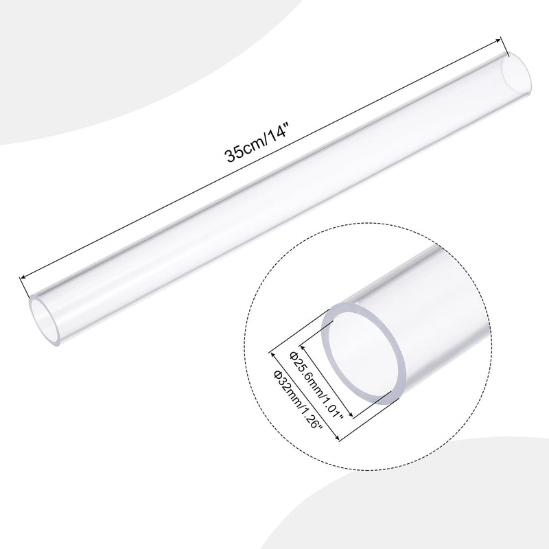 MECCANIXITY 1 1/4 Inch Clear PVC Rigid Tube Round Pipe 25.6mm ID 32mm OD 14" High Impact for Water Pipe, Aquarium, Fish Tank, Greenhouse Garden, Clear 25.6mm x 32mm - NewNest Australia