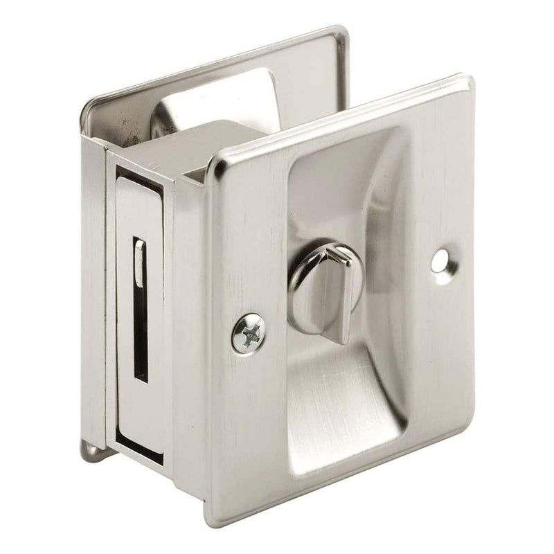 Prime-Line N 7239 Pocket Door Privacy Lock with Pull - Replace Old or Damaged Pocket Door Locks Quickly and Easily – Satin Nickel (Single Pack)
