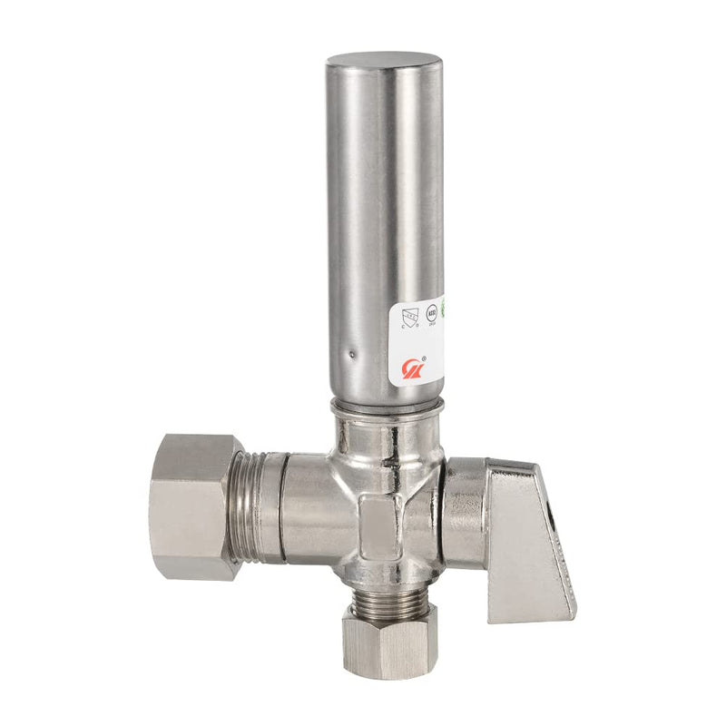 EFIELD 1/4 Turn Stop Angle Valve, 1/2" Nominal (5/8" OD) Compression x 3/8" OD With Stainless Steel Water Hammer Arrestor Chrome Plated Brass Angle Valve-Compression - NewNest Australia