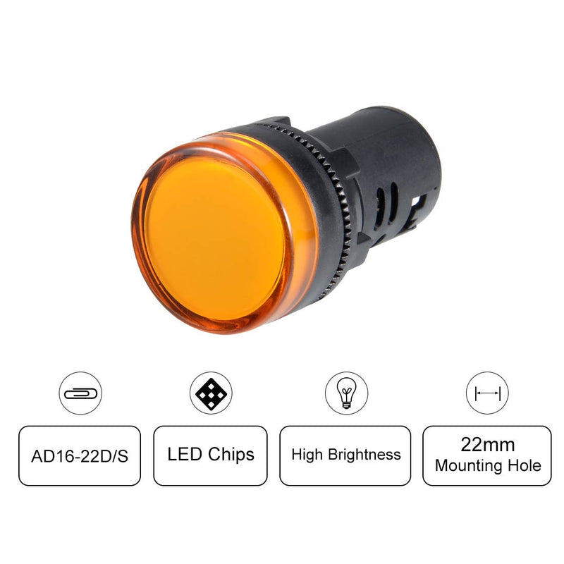 uxcell 2Pcs AC/DC 110V Indicator Lights, Yellow LED, Flush Panel Mount 7/8" 22mm
