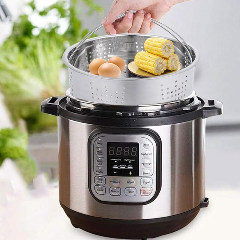 Stainless Steel Steamer Basket with Trivet Rack 8.26 Inch Food Steamer Pot Accessory for Rice Vegetables Seafood Buns Dumplings Kitchen Cooking