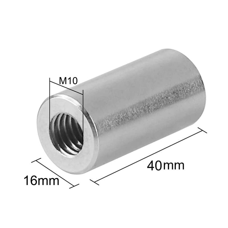 M10 Round Connector Nuts, 304 Stainless Steel Coupling Nut 40mm/1.58 inch Length,Pack of 5
