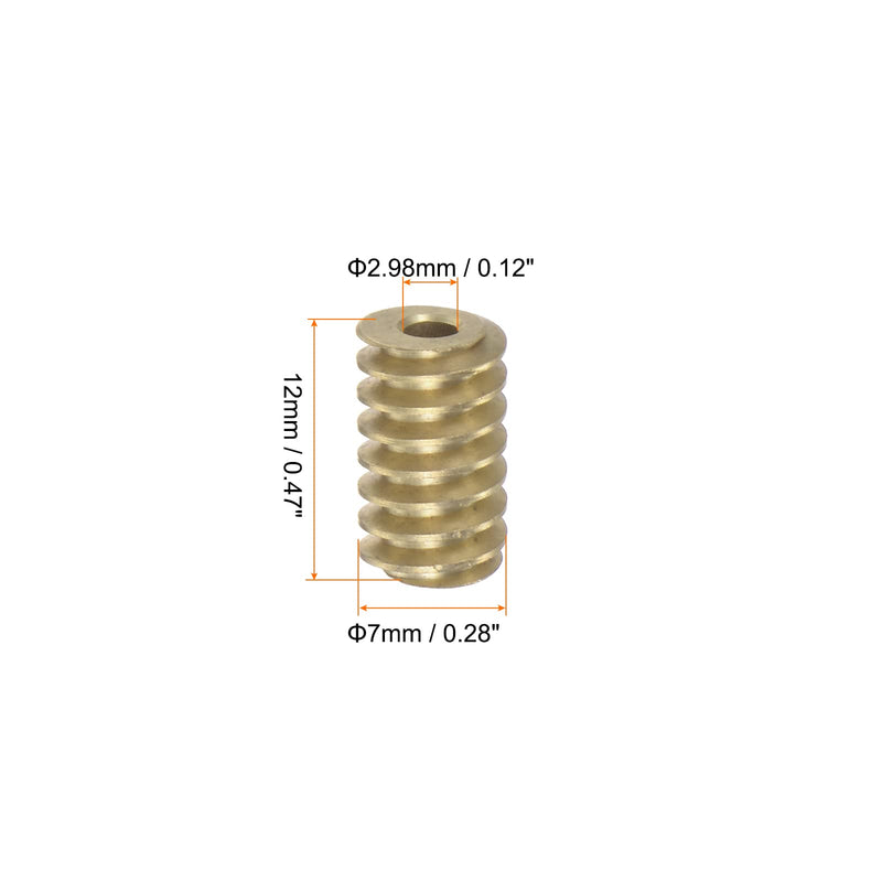 HARFINGTON 2pcs Worm Gear Shaft Brass 0.5 Modulus 2.98mm Hole Diameter Drive Gear Box Shaft