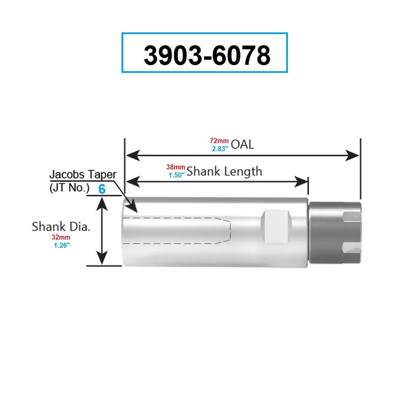 HHIP 3903-6078 ER25 Collet and Drill Chuck with JT6 Sleeve ER25 Type, JT6 Sleeve