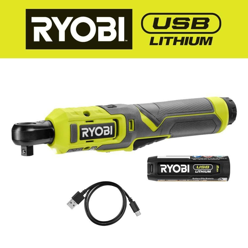 USB Lithium 3/8 in. Ratchet KIT with 2.0 AH Battery and USB Charging Cable