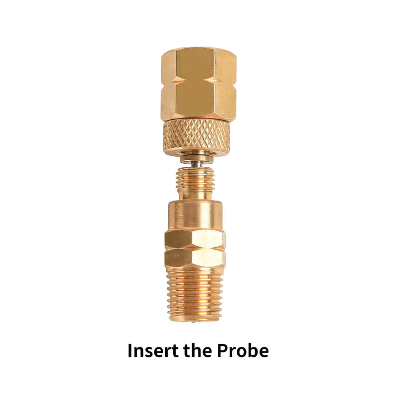 MEASUREMAN Brass Gauge Adaptor 1/4 BSP Female，2-1/2 OAL x 1-2/5" x 1/8" Probe with Stainless Steel Sheath，Pressure Gauge Fitting kit