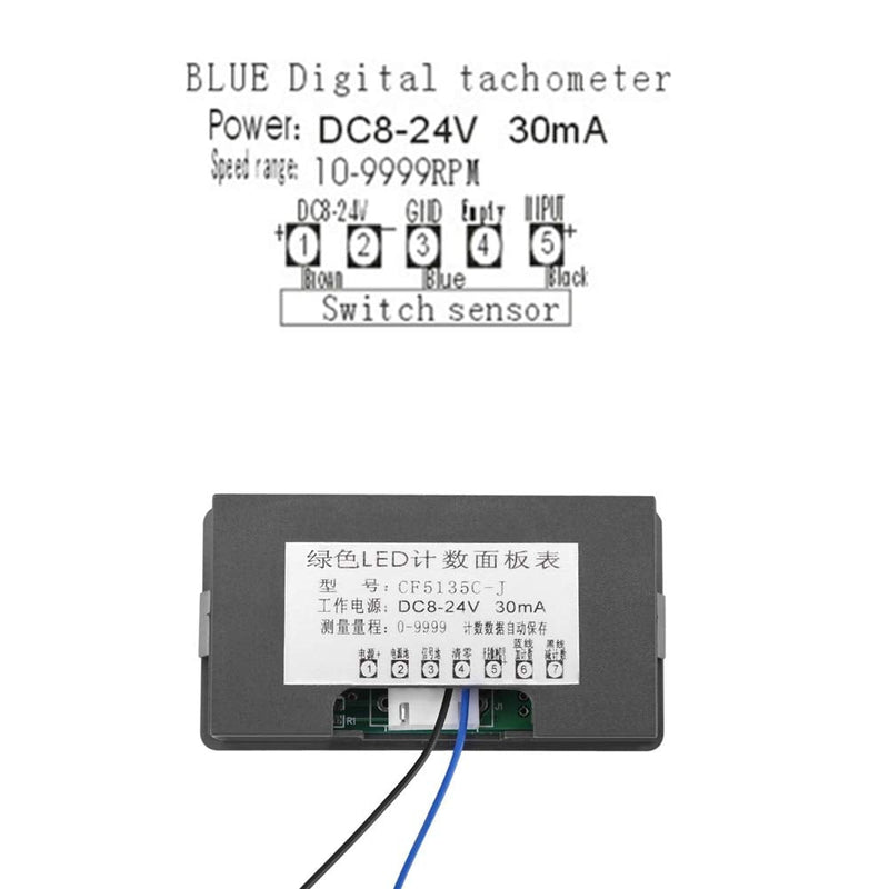 DC 8-24V Digit Counter, 4 Digit LED Digital Display 0-9999 Up/Down Plus/Minus Panel Counter Meter with Cable (Red) Red