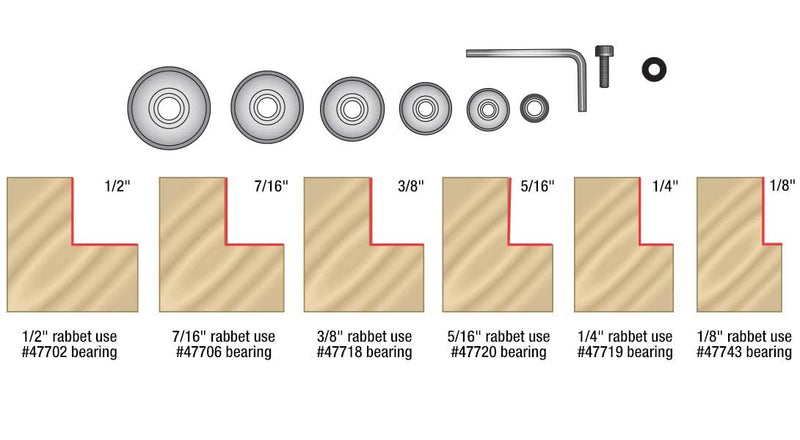 Amana Tool - 6000 Complete Replacement Kit For Multi-Rabbet with Ball Bearing Guide 1/8 1