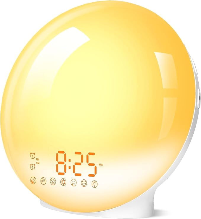 JALL Sunrise Alarm Clock White Noise Sound Machine with 22 Soothing Sounds, 17 NightLights, Bluetooth Speaker, Wake Up Light Alarm Clock for Bedrooms, Heavy Sleepers, Ideal Gift for Baby, Kids Seniors