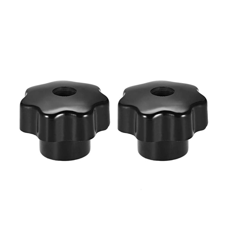 uxcell 2pcs Star Knobs M8 Metric Female Thread 48.5mm 7-Point Star Plastic Head Through Hole Brass Insert Screw-in Threaded Hand Knob Clamping Handles Jig Knobs, Black M8 x 48.5mm