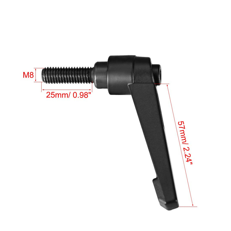 uxcell M8 x 25mm Handle Adjustable Clamping Lever Thread Push Button Ratchet Male Threaded Stud Knobs Locking Rotating Screw Handles Quick Release Bolt Black 2pcs