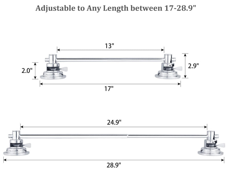 Suction Cup Extendable 17-29" Stainless Steel Towel Bar (Chrome Plating) Chrome Plating